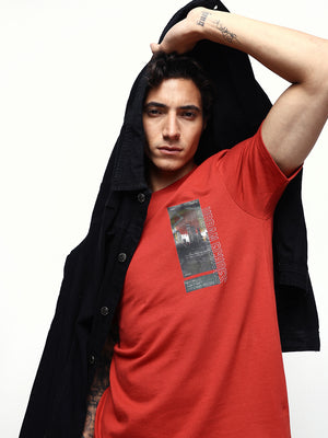 Men's Printed Round Neck Half Sleeves Relaxed Fit T-shirt