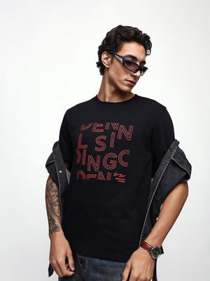 Men's Printed Round Neck Half Sleeves Relaxed Fit T-shirt