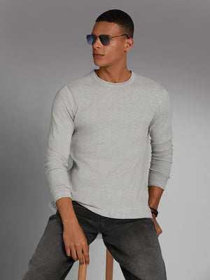 Men's Round Neck Long Sleeves Cotton Pullover Sweater