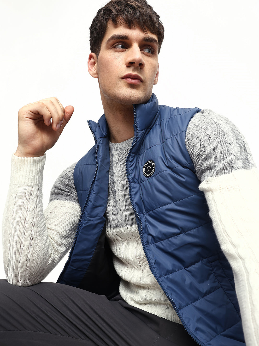 Mens Sleeveless Jacket - Lightweight Casual Winterwear  (Bright Navy)