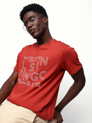 Men's Printed Round Neck Half Sleeves Relaxed Fit T-shirt