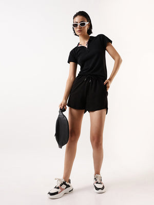 DL Woman Solid Relaxed Fit Lounge Shorts