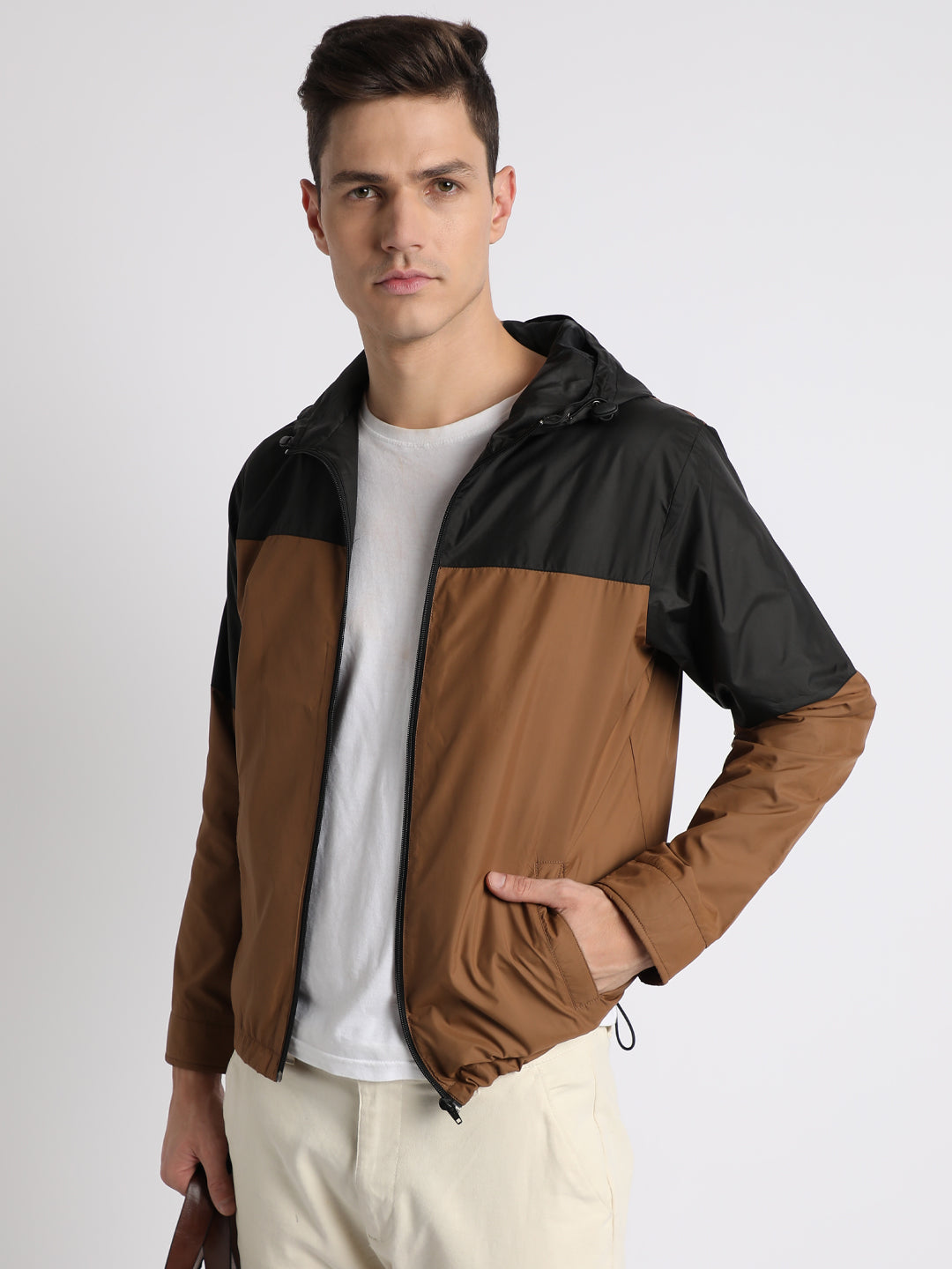 Dennis Lingo Men's Hooded Regular Fit Colourblock Copper Jackets