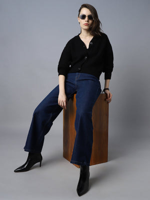 Women Ribbed Acrylic Cardigan