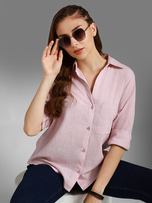 Women's Solid Spread Collar Regular Fit Shirts- High Star X Dennis Lingo