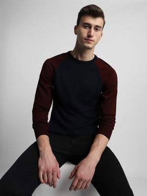 Men's Round Neck Colorblock Pullover Sweater