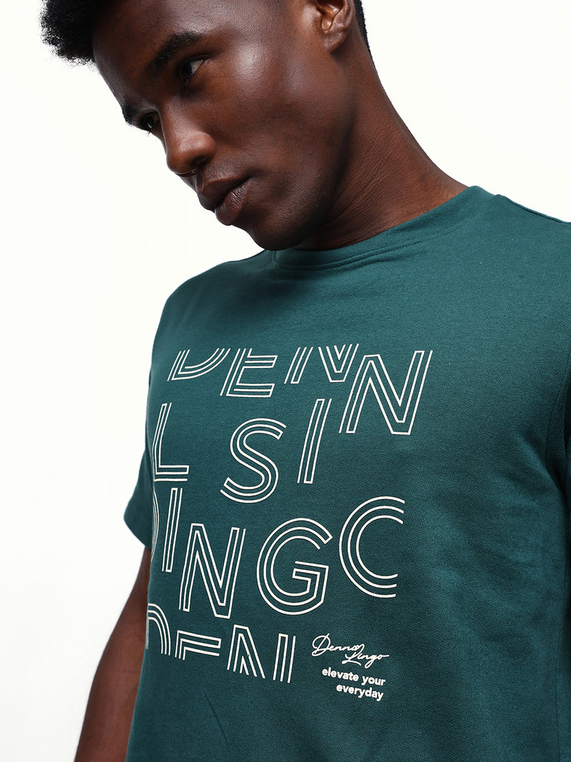 Men's Printed Round Neck Half Sleeves Relaxed Fit T-shirt