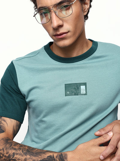 Men's Colourblocked Round Neck Half Sleeves Relaxed Fit T-shirt