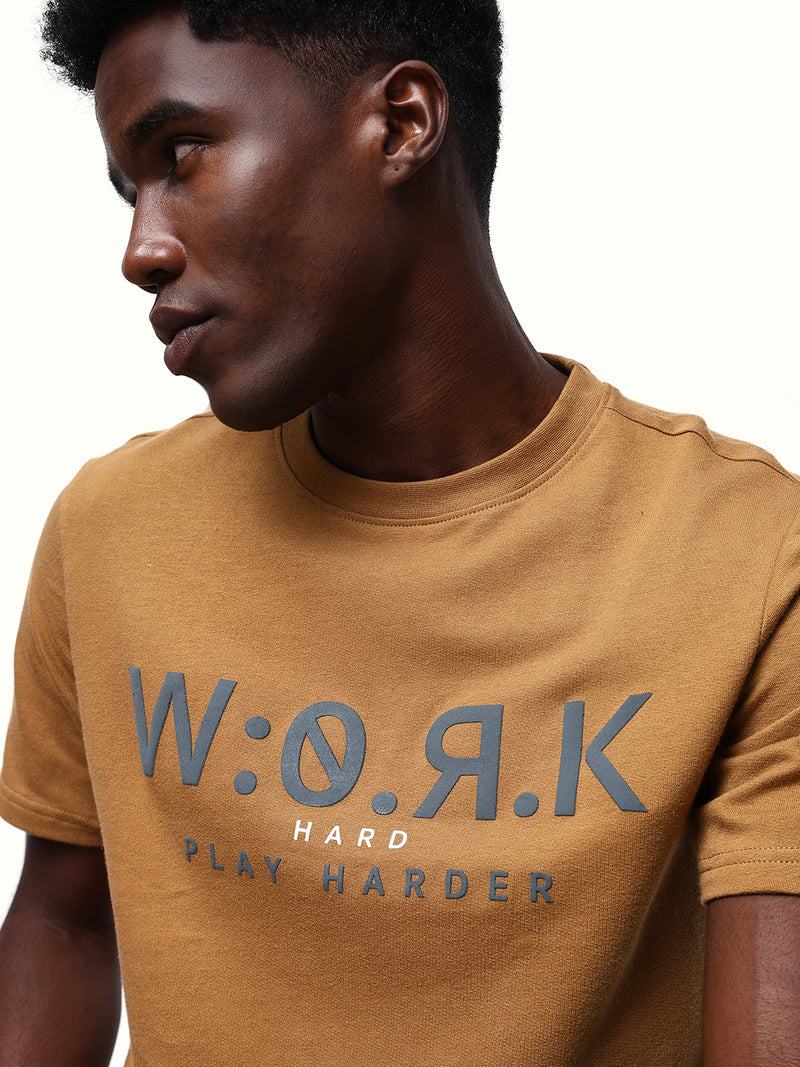 Men's Printed Round Neck Half Sleeves Relaxed Fit T-shirt