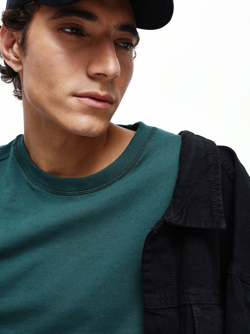 Men's Solid Round Neck Half Sleeves Relaxed Fit T-shirt