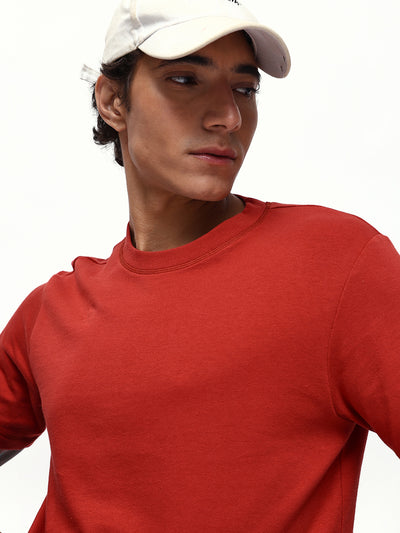 Men's Solid Round Neck Half Sleeves Relaxed Fit T-shirt