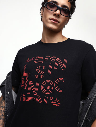 Men's Printed Round Neck Half Sleeves Relaxed Fit T-shirt