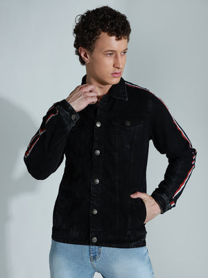 Men's Spread Collar Long Sleeves Cotton Denim Jacket