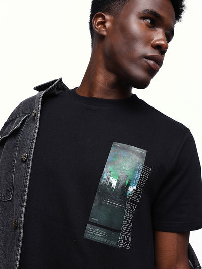 Men's Printed Round Neck Half Sleeves Relaxed Fit T-shirt