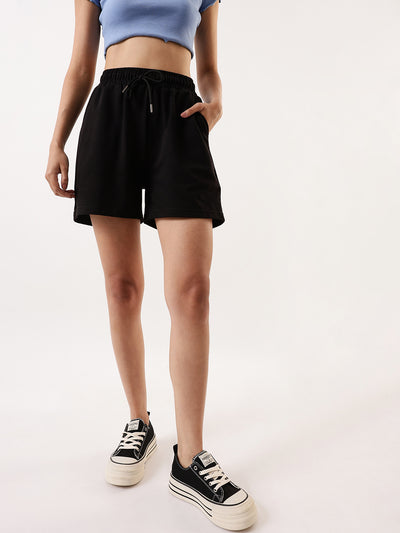 DL Woman Solid Relaxed Fit Athleisure Shorts