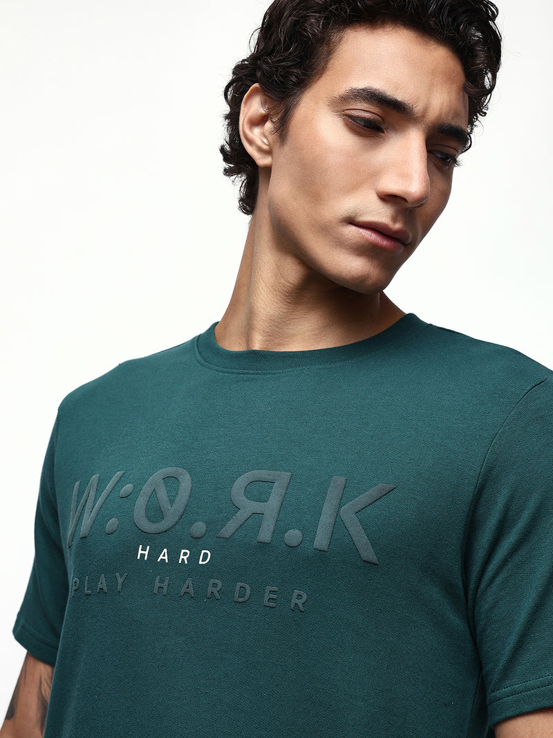 Men's Printed Round Neck Half Sleeves Relaxed Fit T-shirt