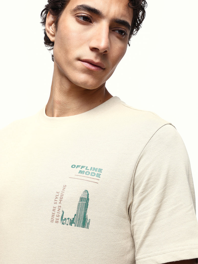 Men's Printed Round Neck Half Sleeves Relaxed Fit T-shirt