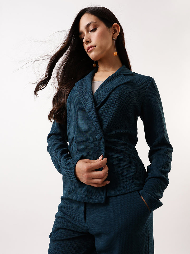 DL Woman Solid Blazer and Trousers Co-ords Set