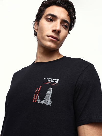 Men's Printed Round Neck Half Sleeves Relaxed Fit T-shirt