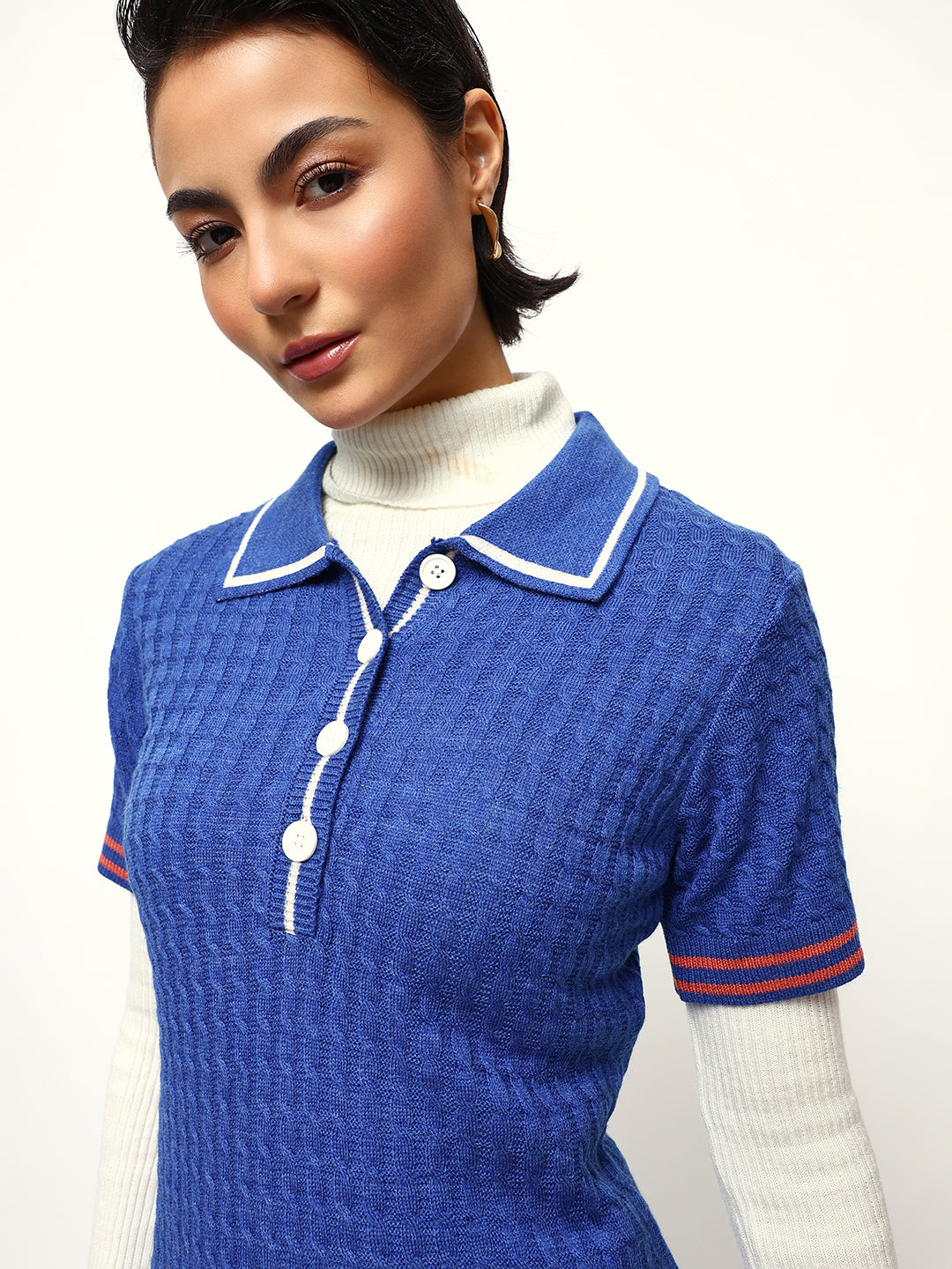 Solid Half Sleeves Spread Collar Shirt Dress