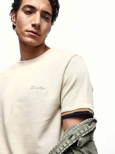 Men's Solid Round Neck Half Sleeves Relaxed Fit T-shirt