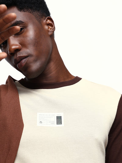 Men's Colourblocked Round Neck Half Sleeves Relaxed Fit T-shirt