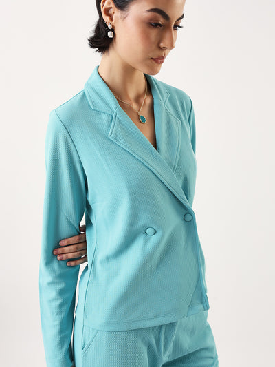 DL Woman Solid Blazer and Trousers Co-ords Set
