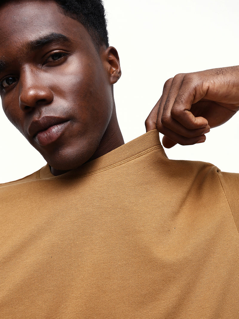 Men's Solid Round Neck Half Sleeves Relaxed Fit T-shirt