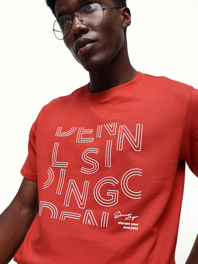 Men's Printed Round Neck Half Sleeves Relaxed Fit T-shirt