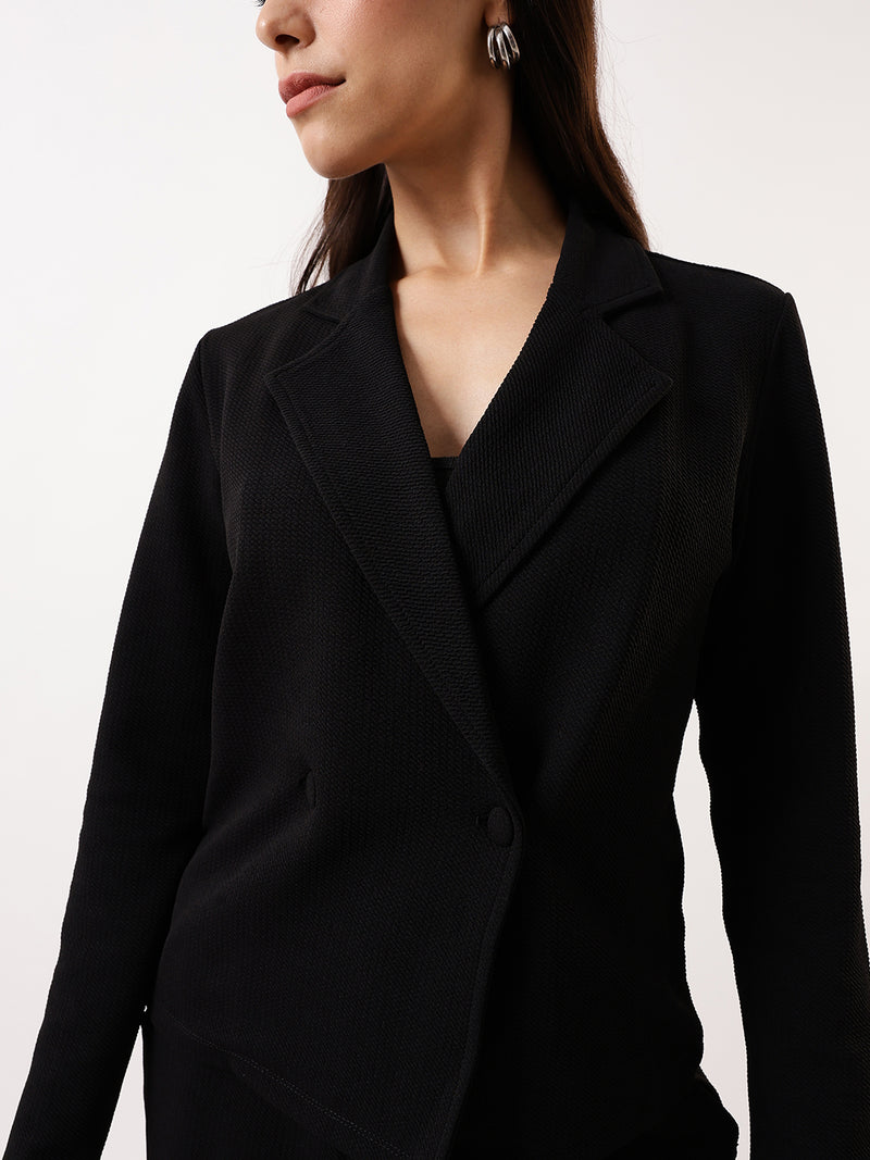 DL Woman Solid Blazer and Trousers Co-ords Set