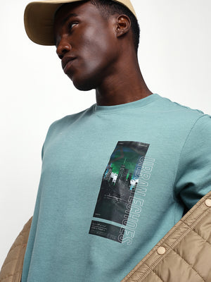 Men's Printed Round Neck Half Sleeves Relaxed Fit T-shirt