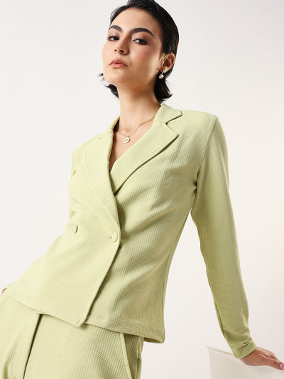 DL Woman Solid Blazer and Trousers Co-ords Set