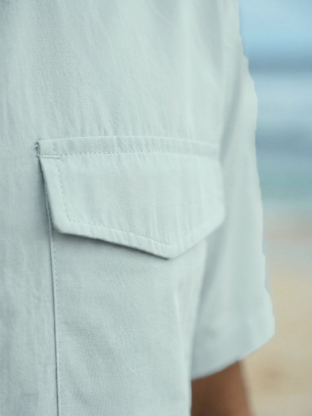 Boxy fit half sleeve cotton blend shirt with patch pocket