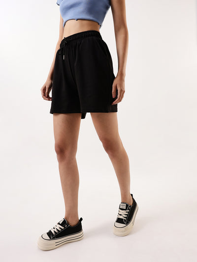 DL Woman Solid Relaxed Fit Athleisure Shorts