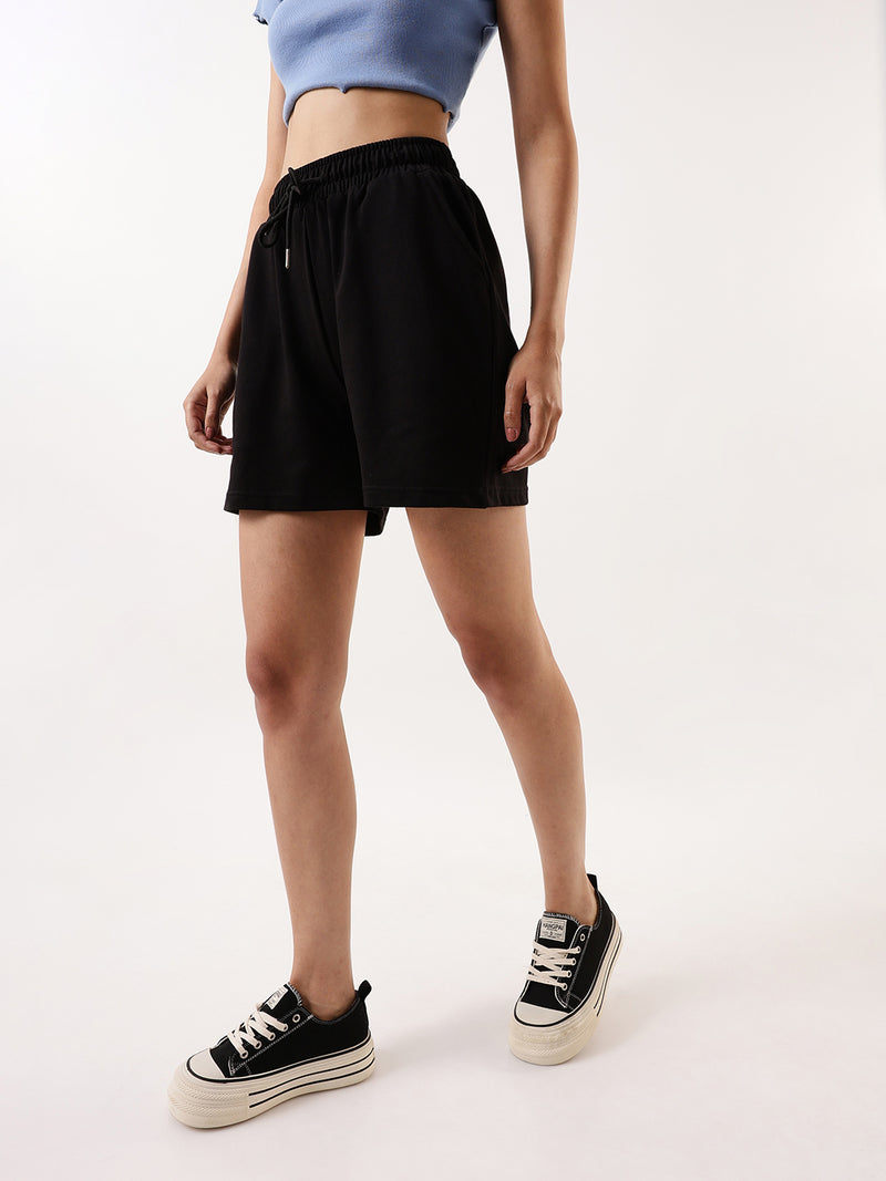 DL Woman Solid Relaxed Fit Athleisure Shorts