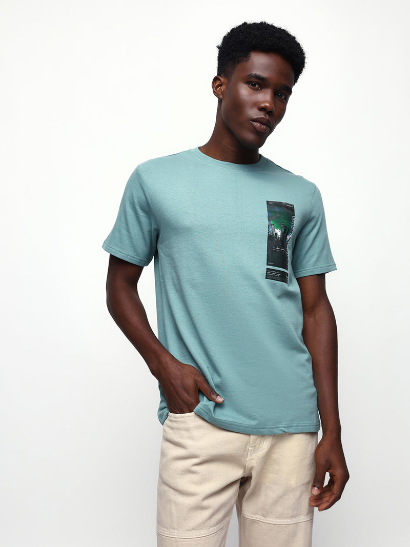 Men's Printed Round Neck Half Sleeves Relaxed Fit T-shirt