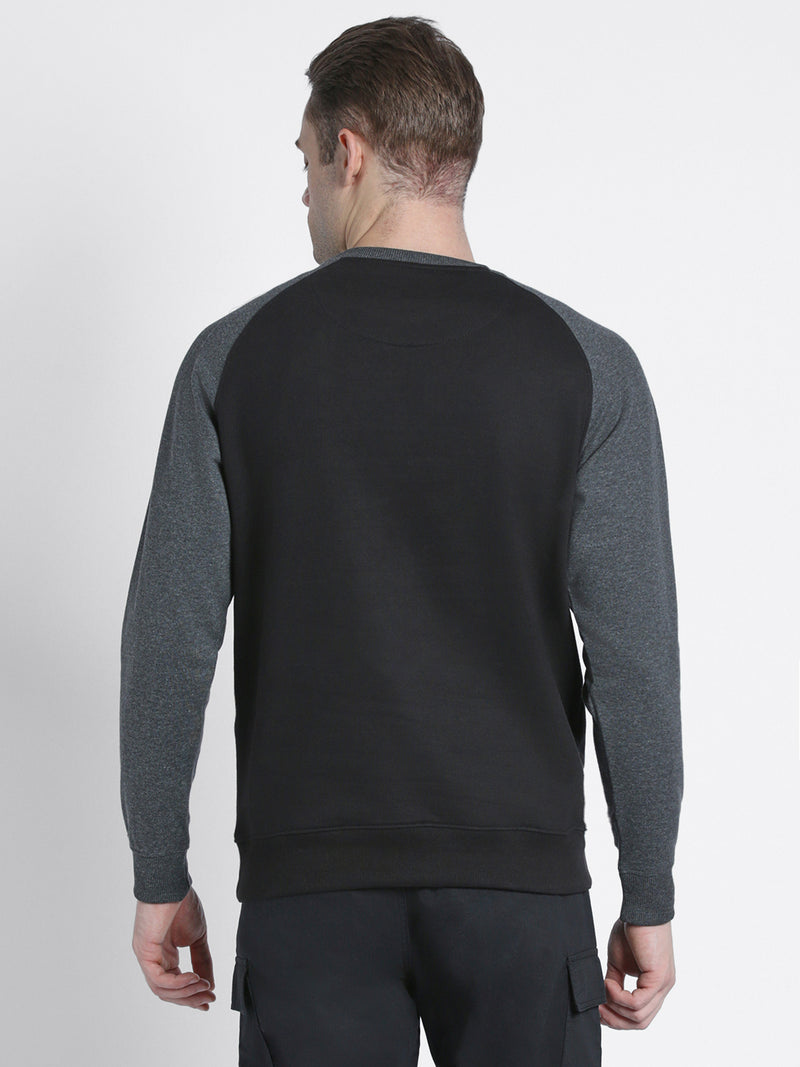 Dennis Lingo Men's Mock Neck Regular Fit Colourblock Dark Grey Sweatshirt