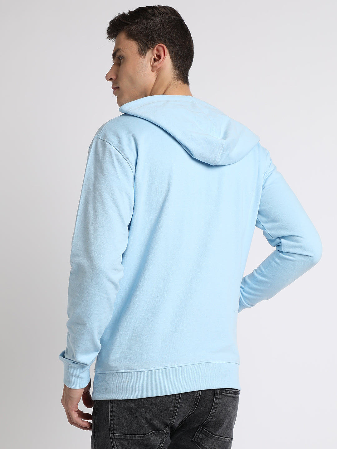 Dennis Lingo Men's Light Blue  Full Sleeves hoodie Sweatshirt