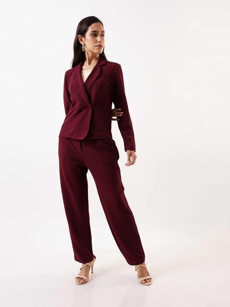 DL Woman Solid Blazer and Trousers Co-ords Set