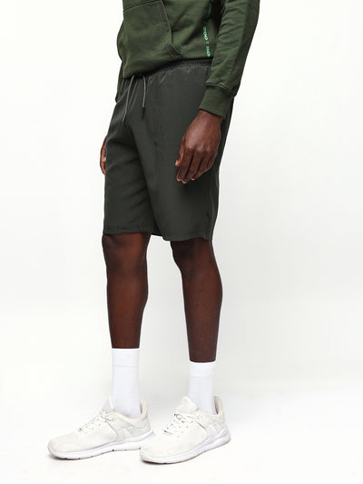 Men's Olive Solid Relaxed Fit Casual Shorts