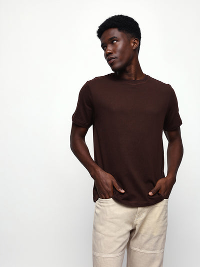 Men's Solid Round Neck Half Sleeves Relaxed Fit T-shirt