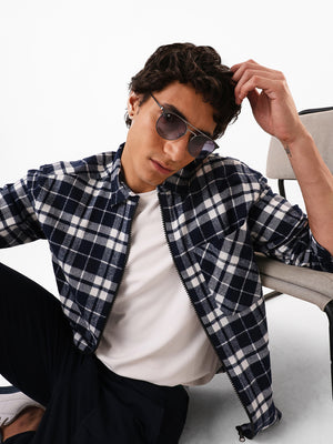 Men's Flannel Checks Spread Collar Relaxed Fit Casual Shirt