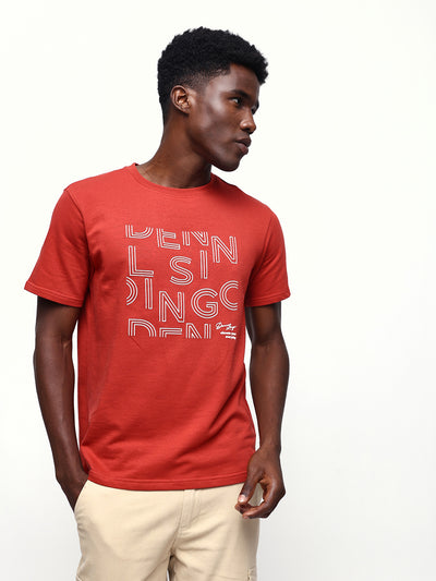 Men's Printed Round Neck Half Sleeves Relaxed Fit T-shirt