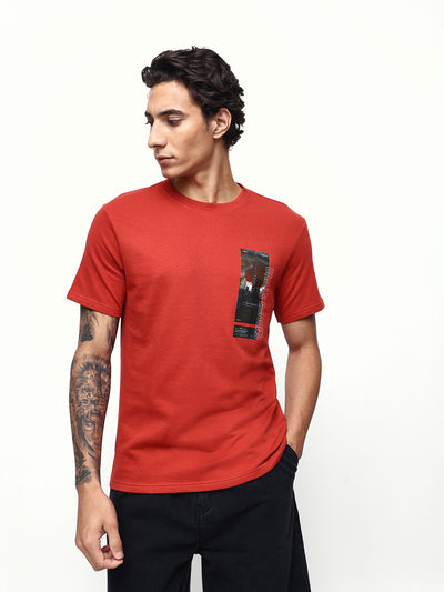 Men's Printed Round Neck Half Sleeves Relaxed Fit T-shirt