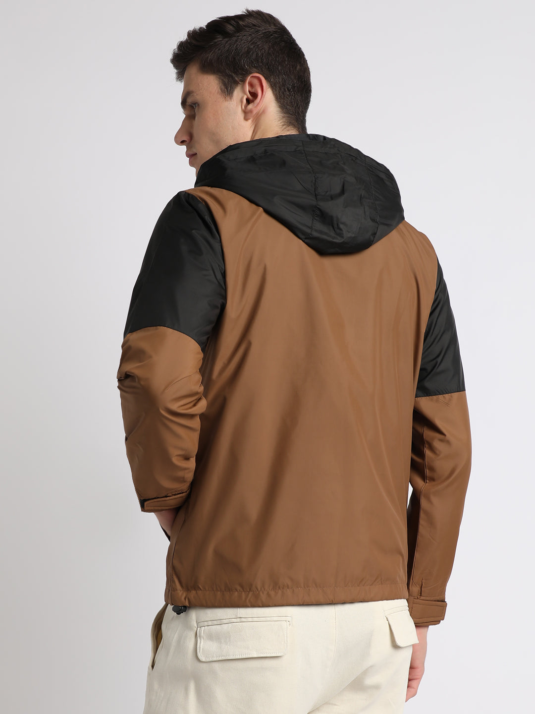Men's Hooded Regular Fit Colourblock Copper Jackets