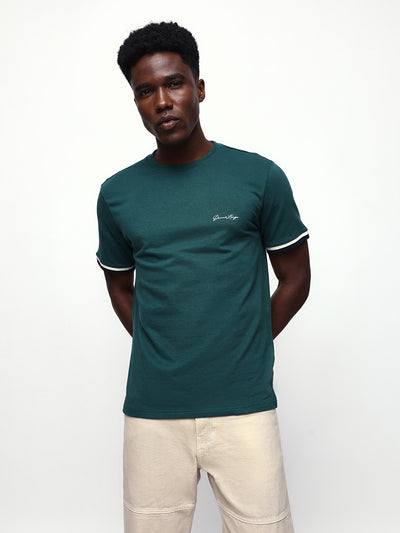 Men's Solid Round Neck Half Sleeves Relaxed Fit T-shirt