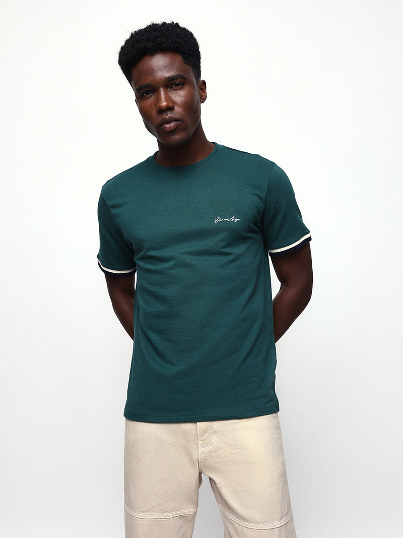Men's Solid Round Neck Half Sleeves Relaxed Fit T-shirt