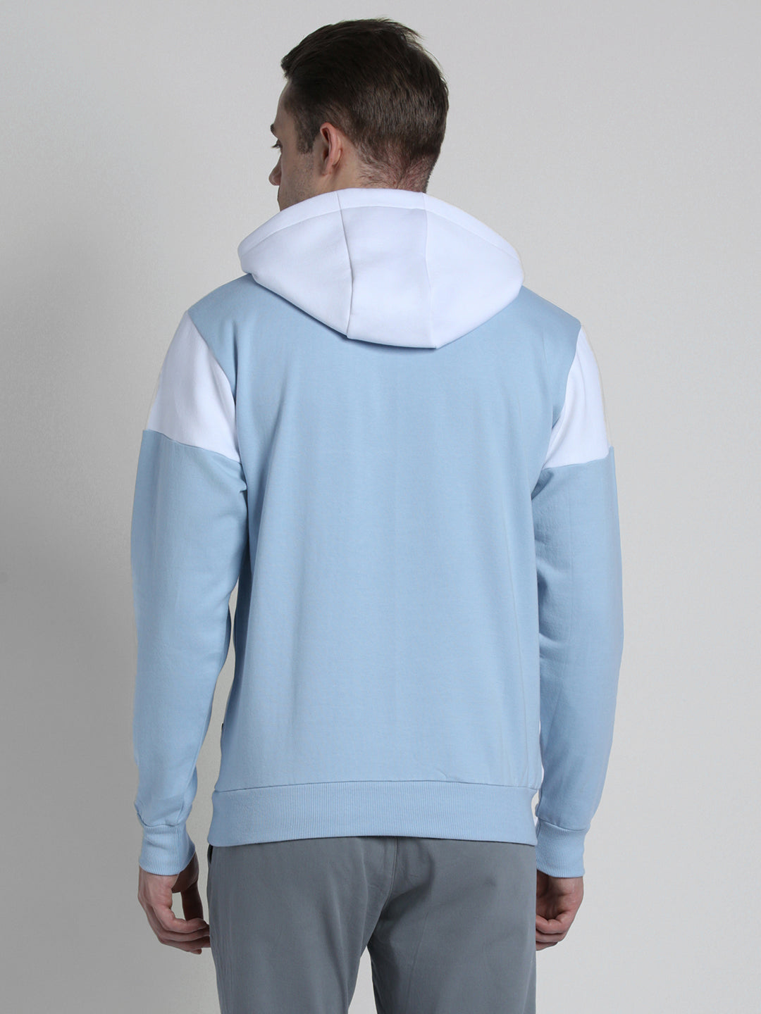 Men's Colourblocked Hooded Pullover Sweatshirt