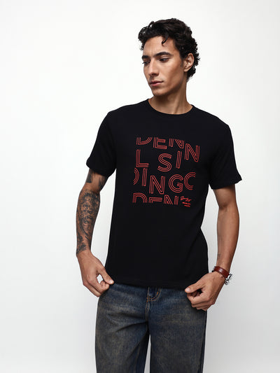Men's Printed Round Neck Half Sleeves Relaxed Fit T-shirt