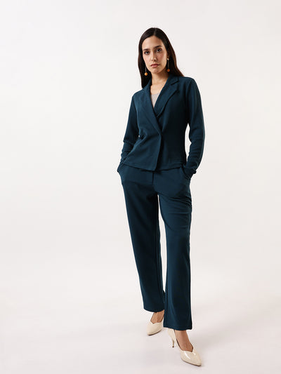DL Woman Solid Blazer and Trousers Co-ords Set